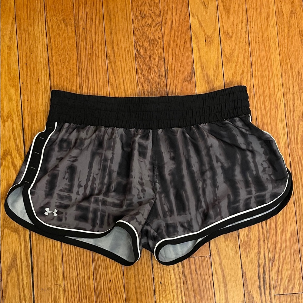 Under Armour Women's HeatGear Semi-Fitted Black and Gray Athletic Shorts